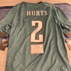 Signed Jalen Hurts jersey.